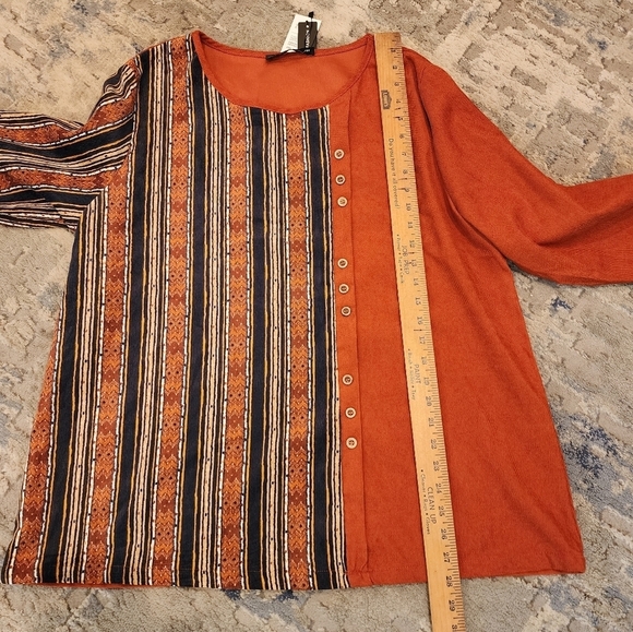 NWT ZANZEA lightweight corduroy Long Sleeve Stripe Vintage Ethnic Blouse. - Picture 9 of 16